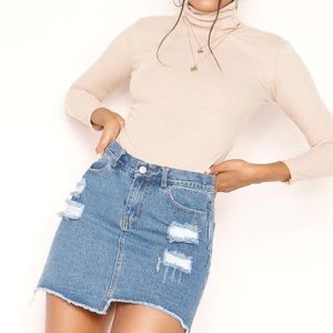 Fifi Beige Ribbed Polo Neck